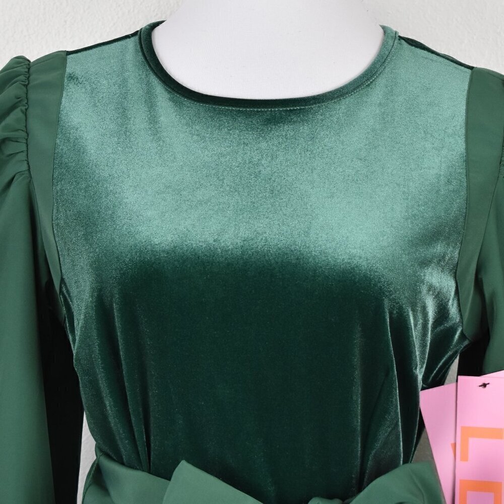 LDT Hannah Velvet Tie Front Bow Dress NEW - 6 - Picture 2 of 11